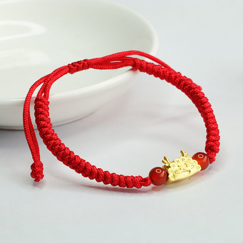 Red Agate and Sterling Silver Dragon Bracelet by Planderful Collection