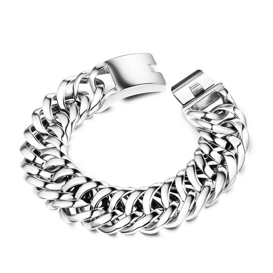 Cross-Border Trendy Titanium Steel Bracelet for Men - Bold Wide Design for the Modern Man