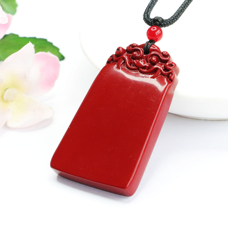 Majestic Pixiu Fortune Sterling Silver Pendant with Cinnabar Stone