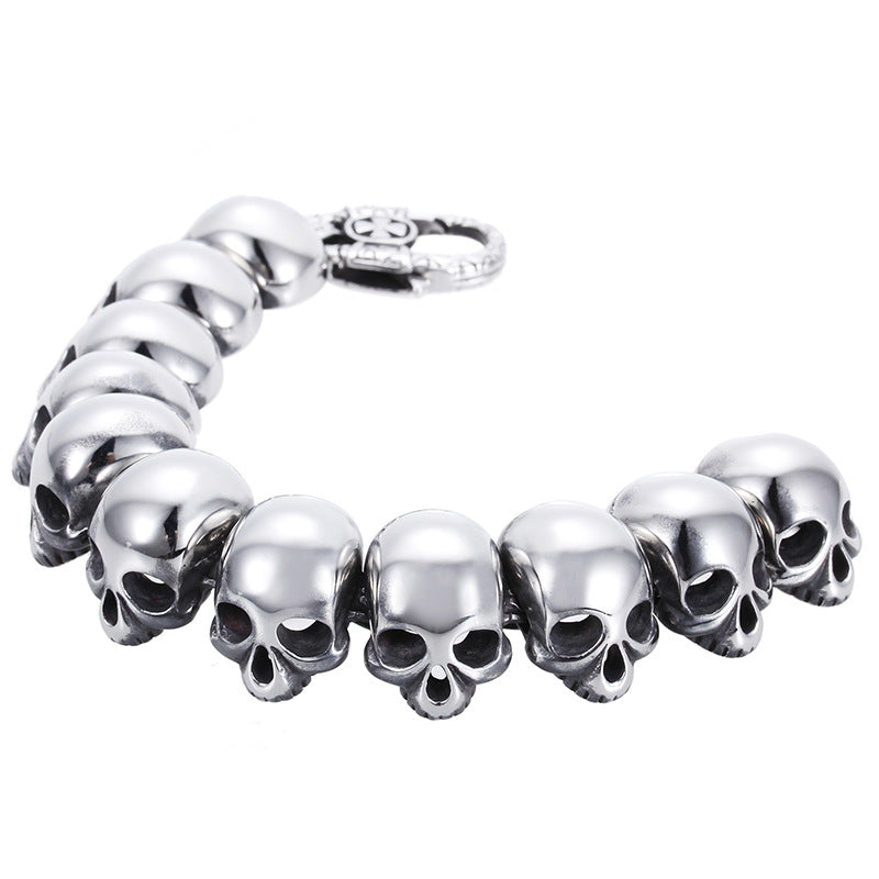 Trendy Men's Titanium Steel Skull Bracelet - Bold Fashion Statement for Modern Style