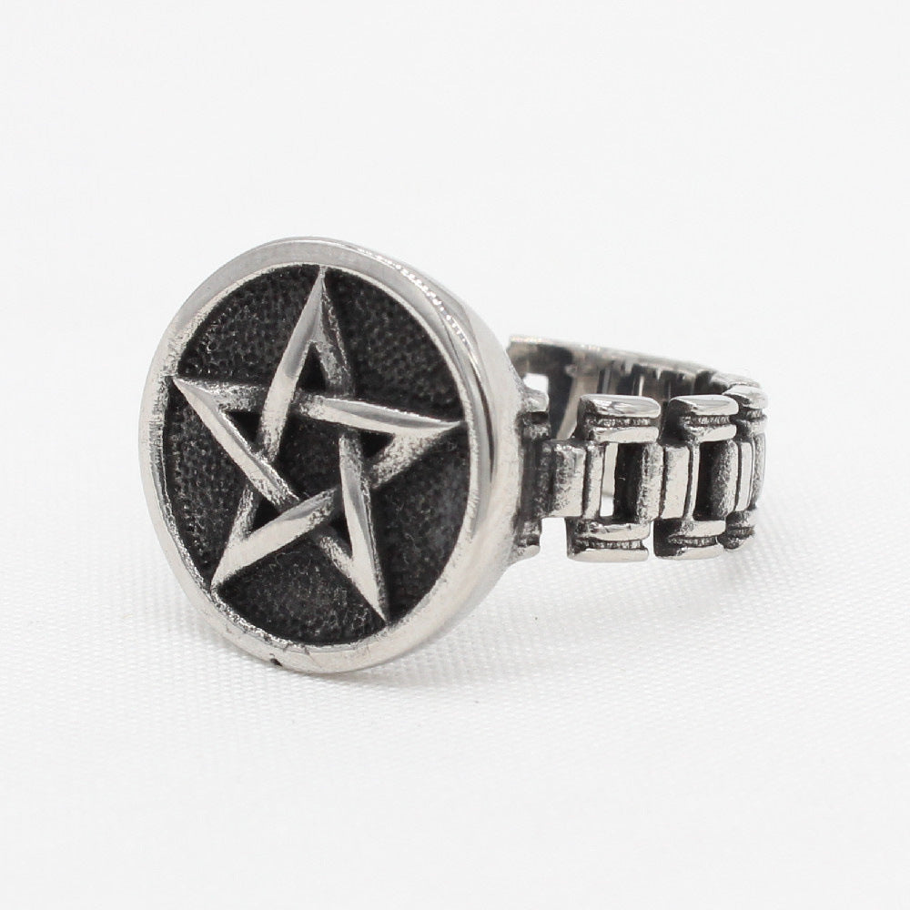 Retro Five-pointed Star Titanium Ring for Men