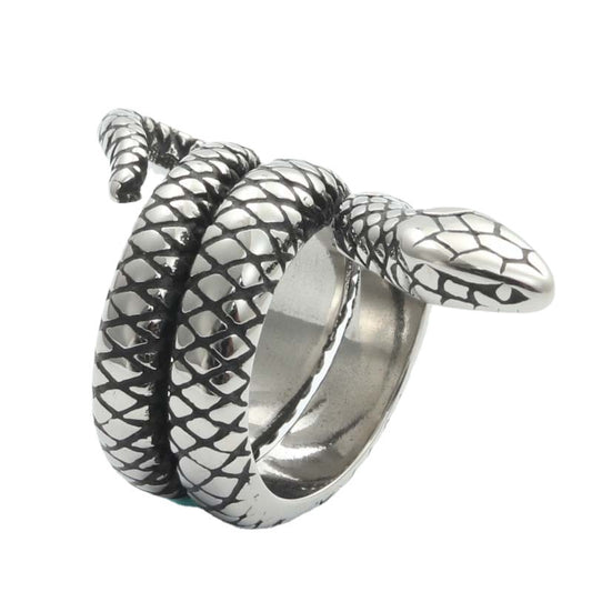 Titanium Steel Retro Snake Ring for Men - Stylish Python Design Jewelry