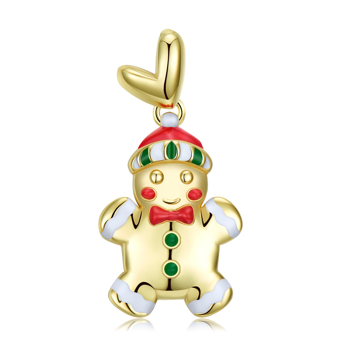 Christmas Gingerbread Man Pendant Silver Necklace