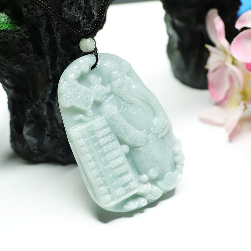 Jade Prosperity Pendant with Sterling Silver Chain