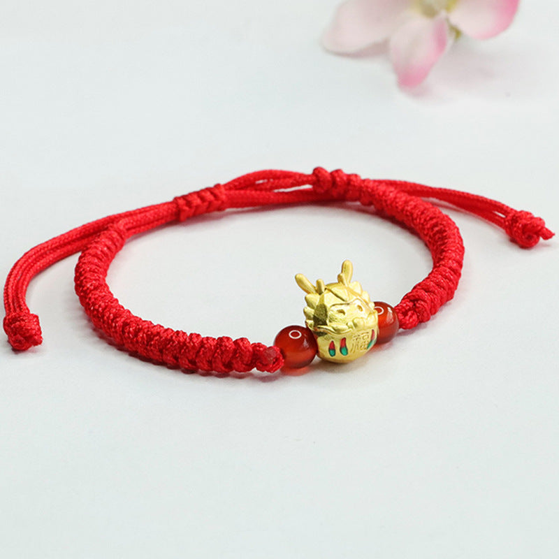 Dragon Fortune Red Agate Sterling Silver Bracelet