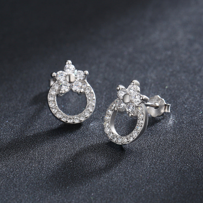 Elegant Korean Style Zircon Sterling Silver Earrings