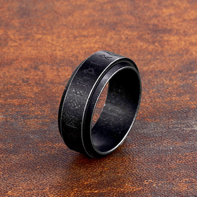 Nordic-Inspired Titanium Steel Viking Letter Ring for Men – Wholesale Cross-Border Foreign Trade