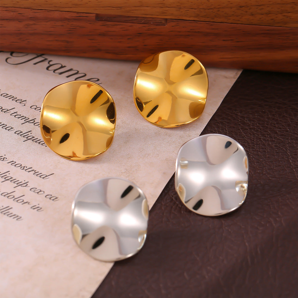 Geometric Pleated Three-Dimensional Titanium Earrings with Personalized Style