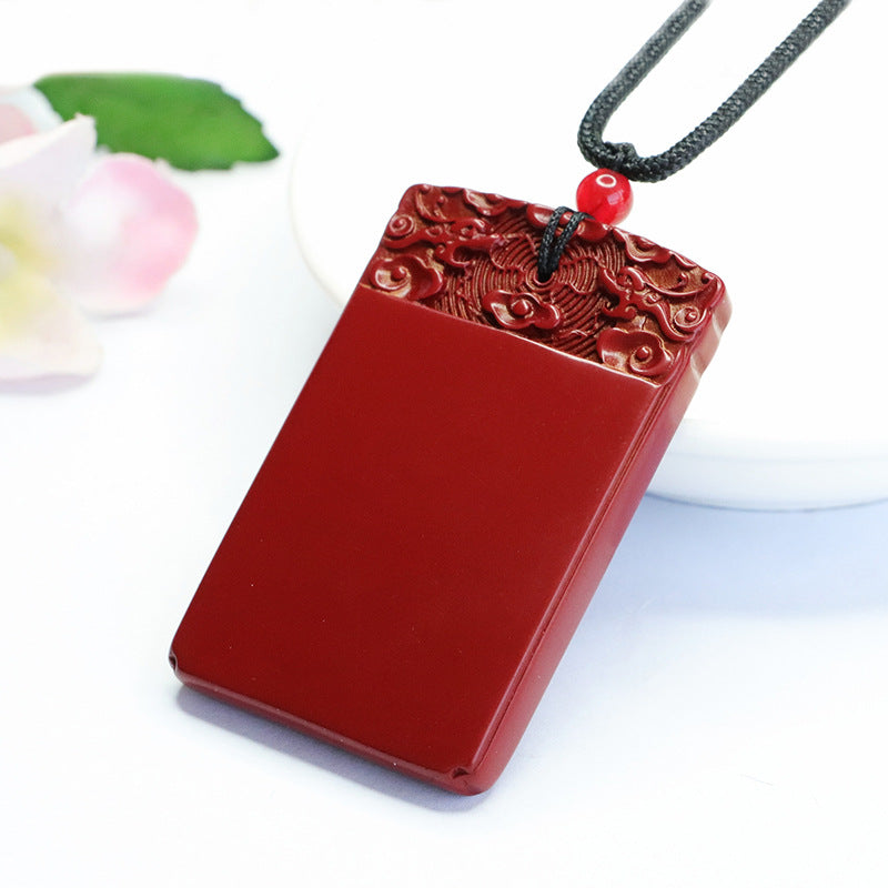 Cinnabar Pendant Purple Gold Sand Auspicious Cloud Rectangle Pendant