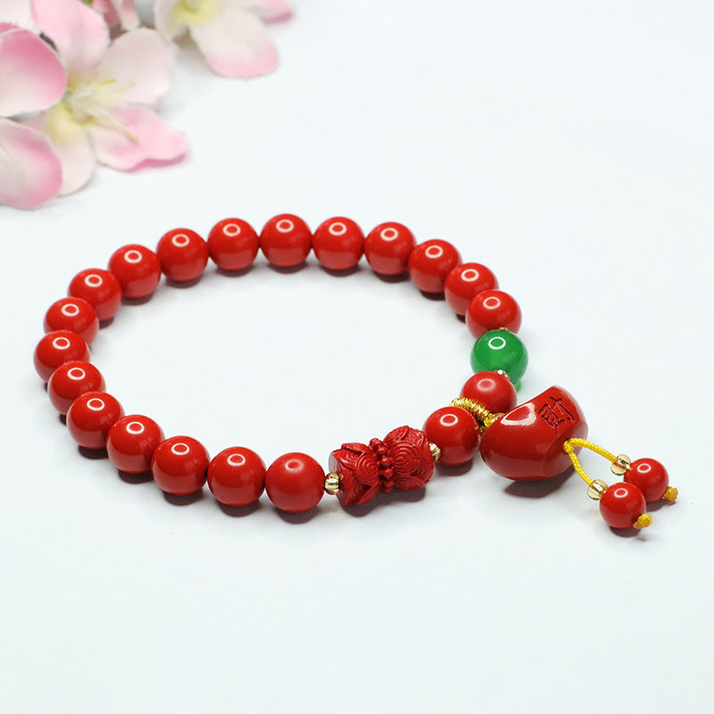 Red Sand Lotus Bracelet with Sterling Silver and Cinnabar Stone