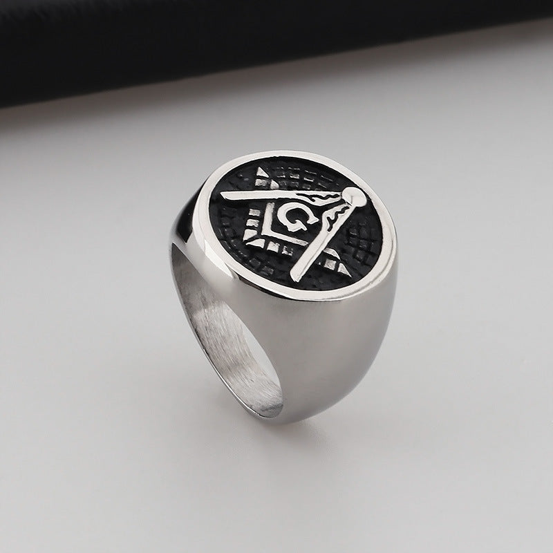 Masonic Skull Stainless Steel Rings for Men - European & American Punk Style