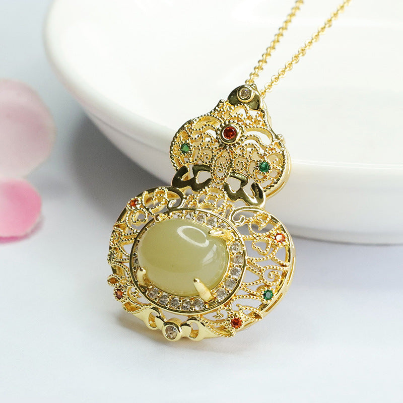 Exquisite Hetian Jade Gourd Pendant crafted by Planderful