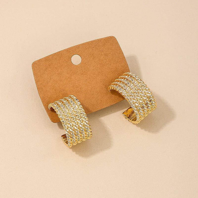 Chic Metal Geometric Earrings with C-Shaped Design