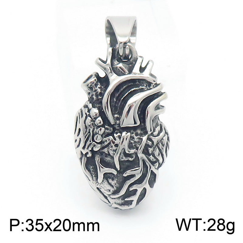 Customizable Trendy 18k Vacuum Plated Stainless Steel Men's Heart Pendant