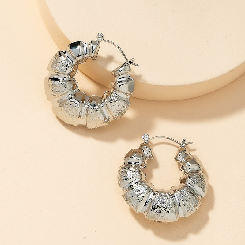 Exaggerated Metal Texture Earrings from Vienna Verve Collection