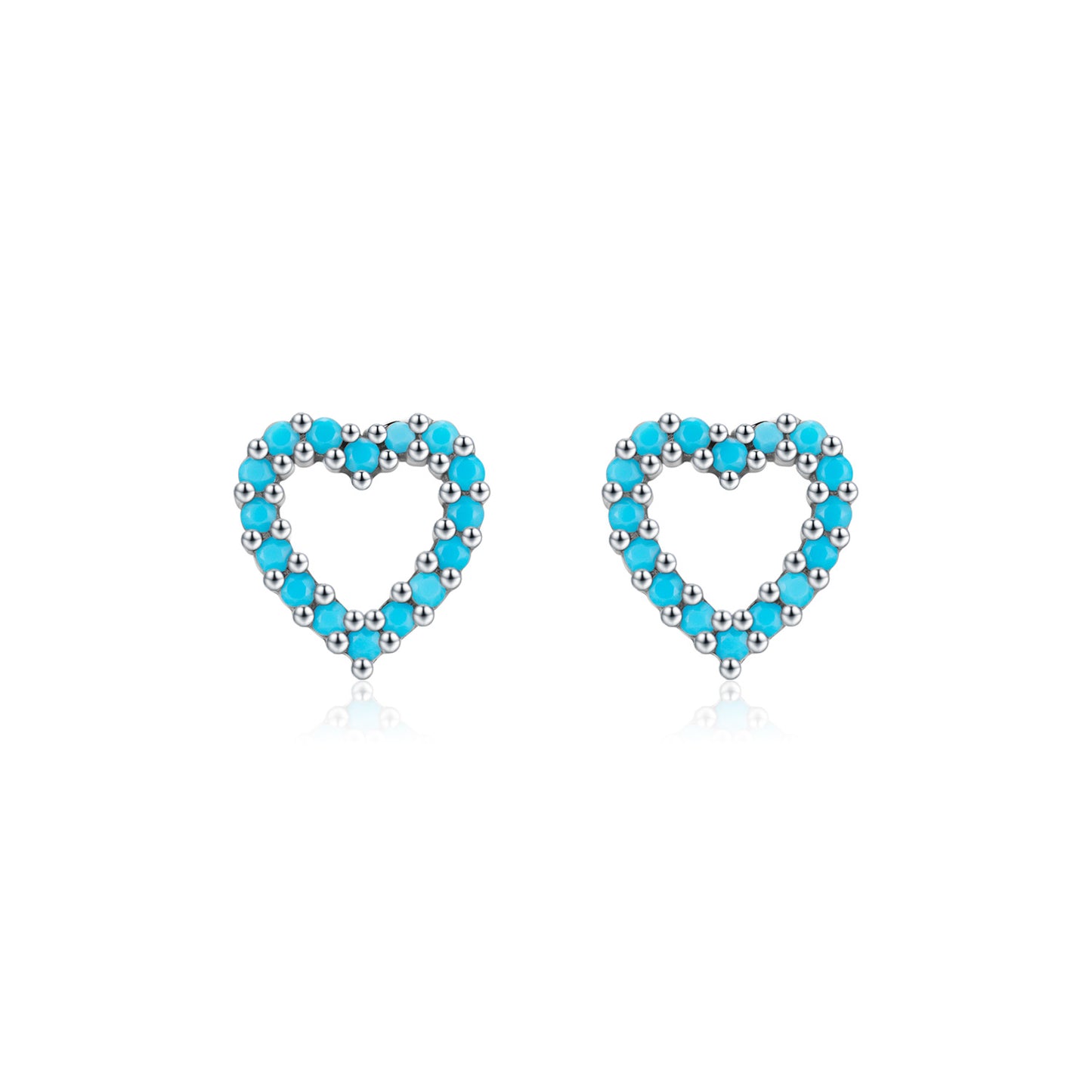 S925 Sterling Silver Turquoise Hollow Love Earrings