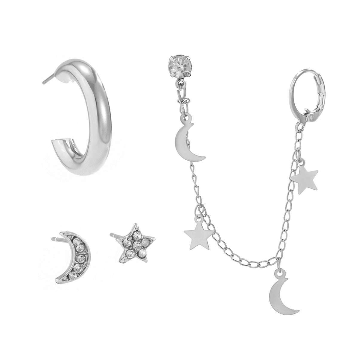 Dazzling Star and Moon Tassel Earrings Set from Vienna Verve Collection