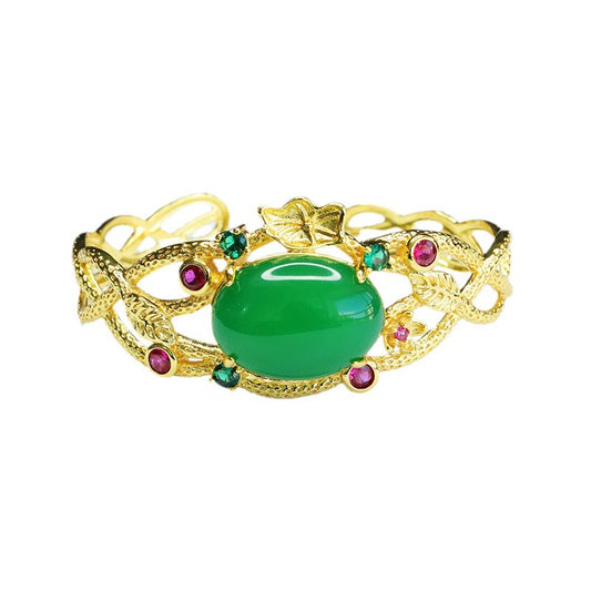 Golden Hollow Green Chalcedony Bracelet