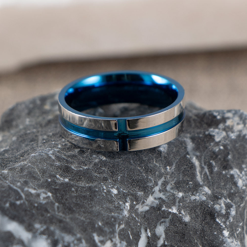 Personalized Stainless Steel Bottle Opener Ring - Fashionable Korean Edition Tail Ring for Men in Blue, Sizes 8-13