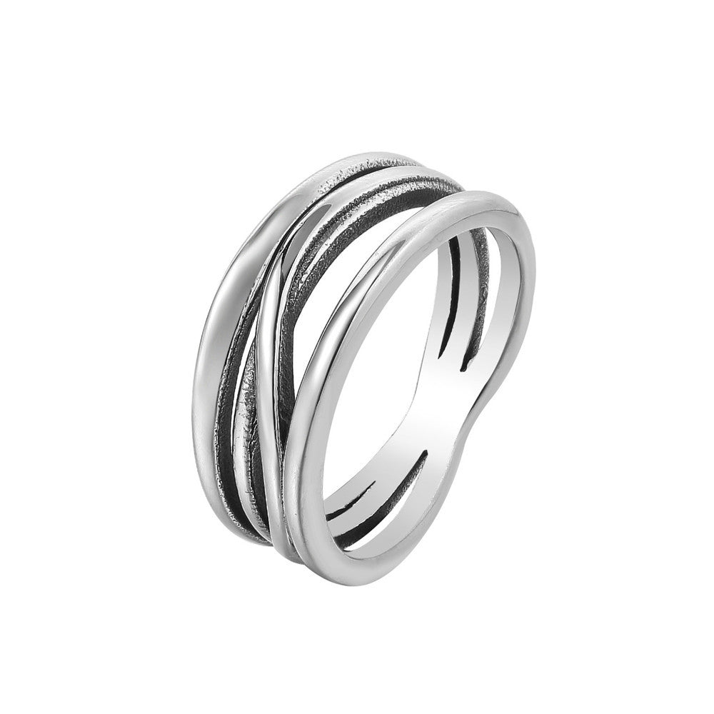 Simple Titanium Steel Ring for Women with Retro Korean Design