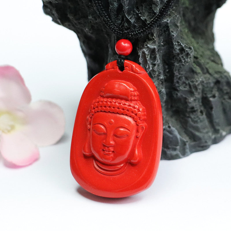 Cinnabar Buddha Head Pendant Cinnabar Pendant Jewelry