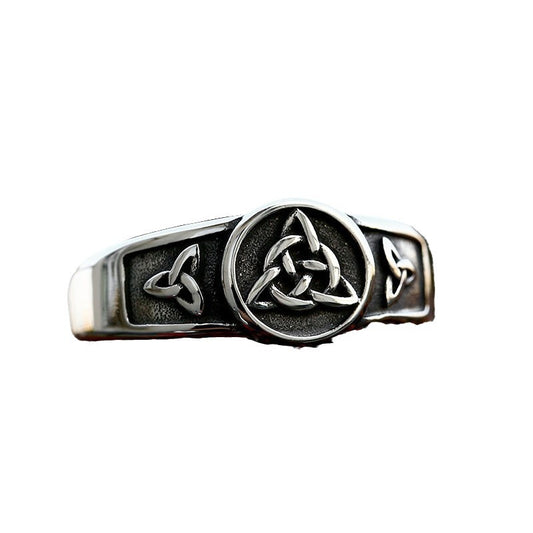 Titanium Steel Viking Celtic Knot Men's Ring - Stylish Retro Wholesale Jewelry