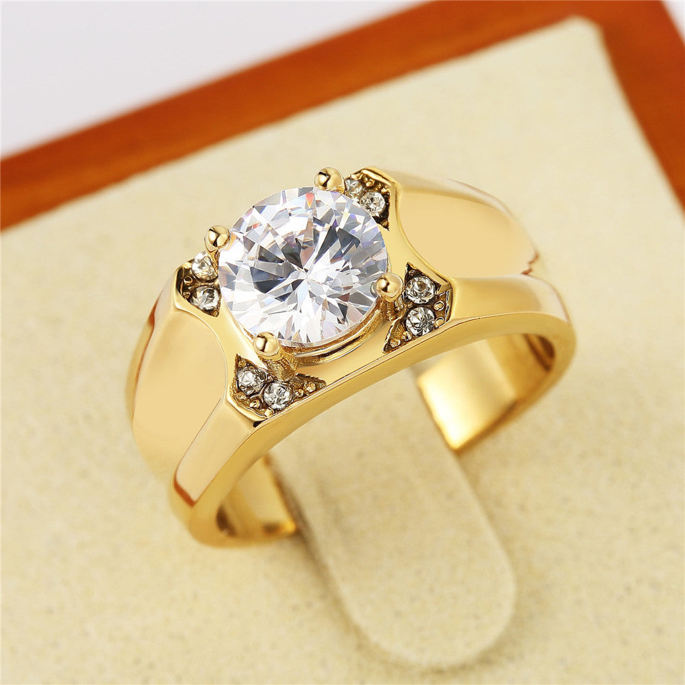 Simple Korean Style Zircon Titanium Steel Men's Wedding Ring