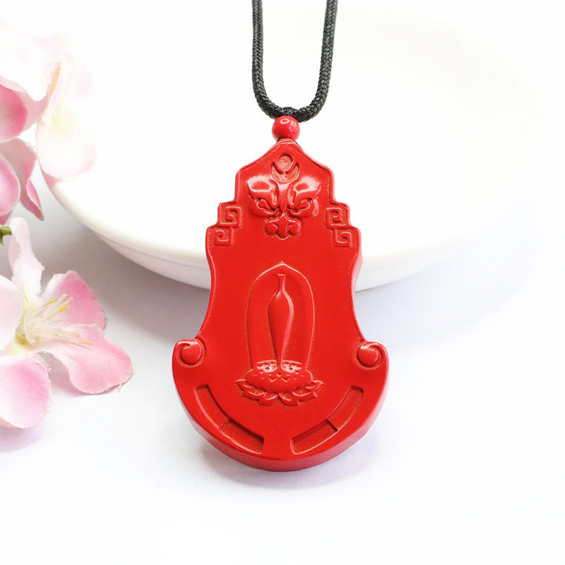 Auspicious Beast Sterling Silver Pendant With Vibrant Cinnabar Stone