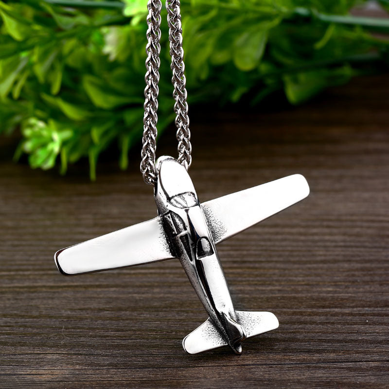 Wholesale Retro Aircraft-Shaped Pendant in Titanium Steel for Men