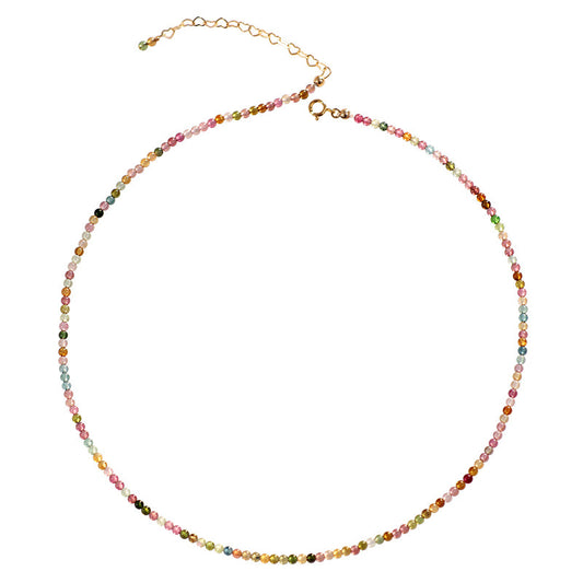 Elegant Tourmaline Necklace with S925 Silver Chain and 14K Gold Plated Collar Chain