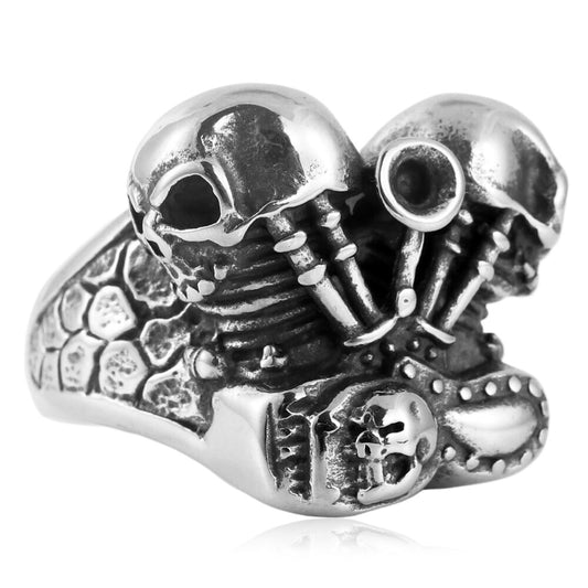 Titanium Steel Skull Ring for Men - Retro Personalized Locomotive Design, Trendy Accessories in Sizes 7-13