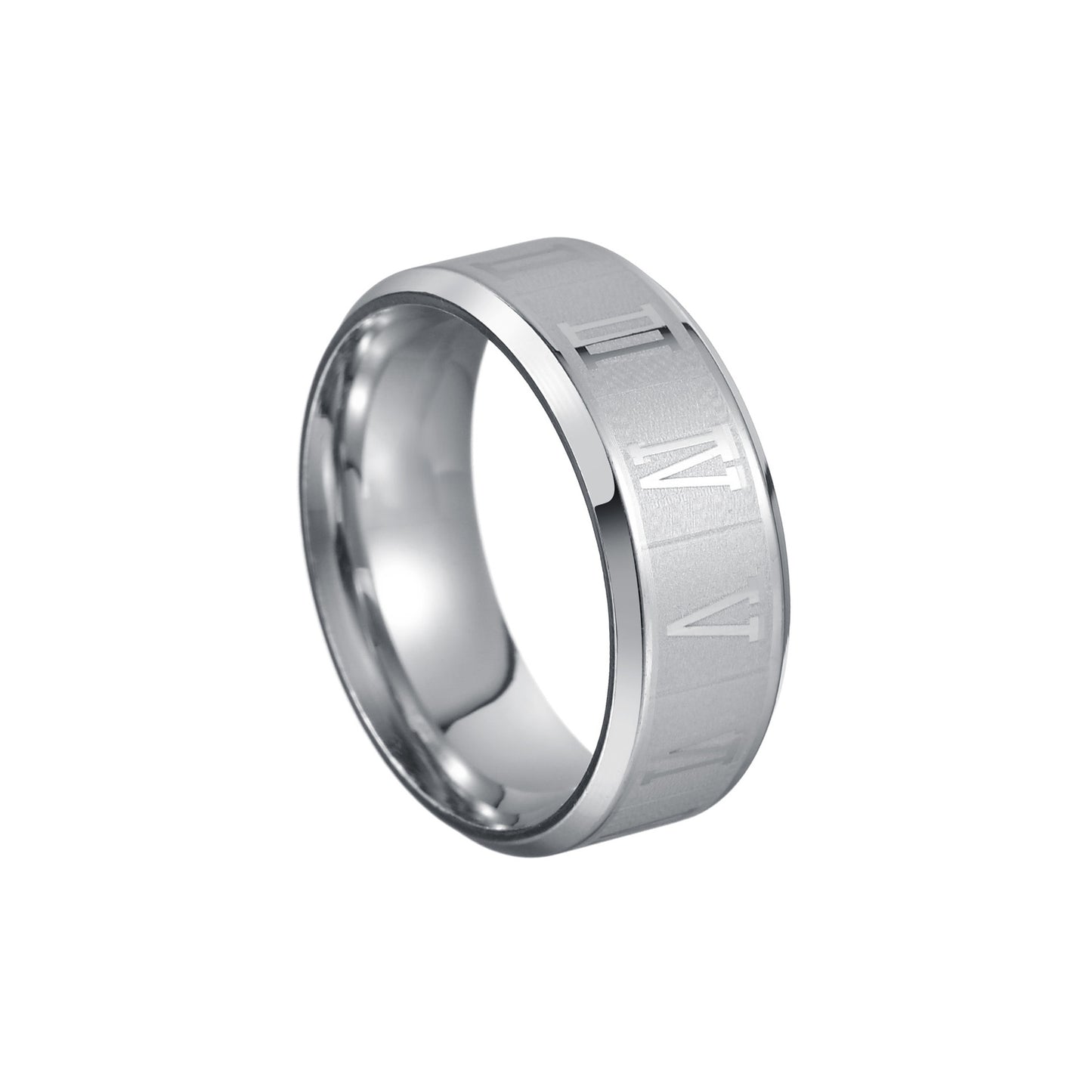 Roman Numeral Stainless Steel Ring in Size 6-13 - Men's European and American Jewelry