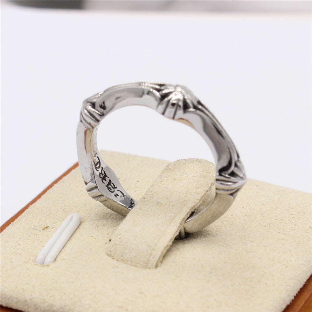 Cross Flower Connected Titanium Steel Ring for Men