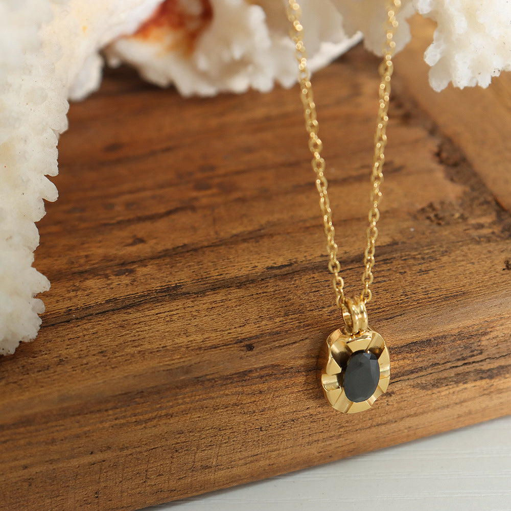 Dark Winds Black Zircon Necklace with 18K Gold Electroplating