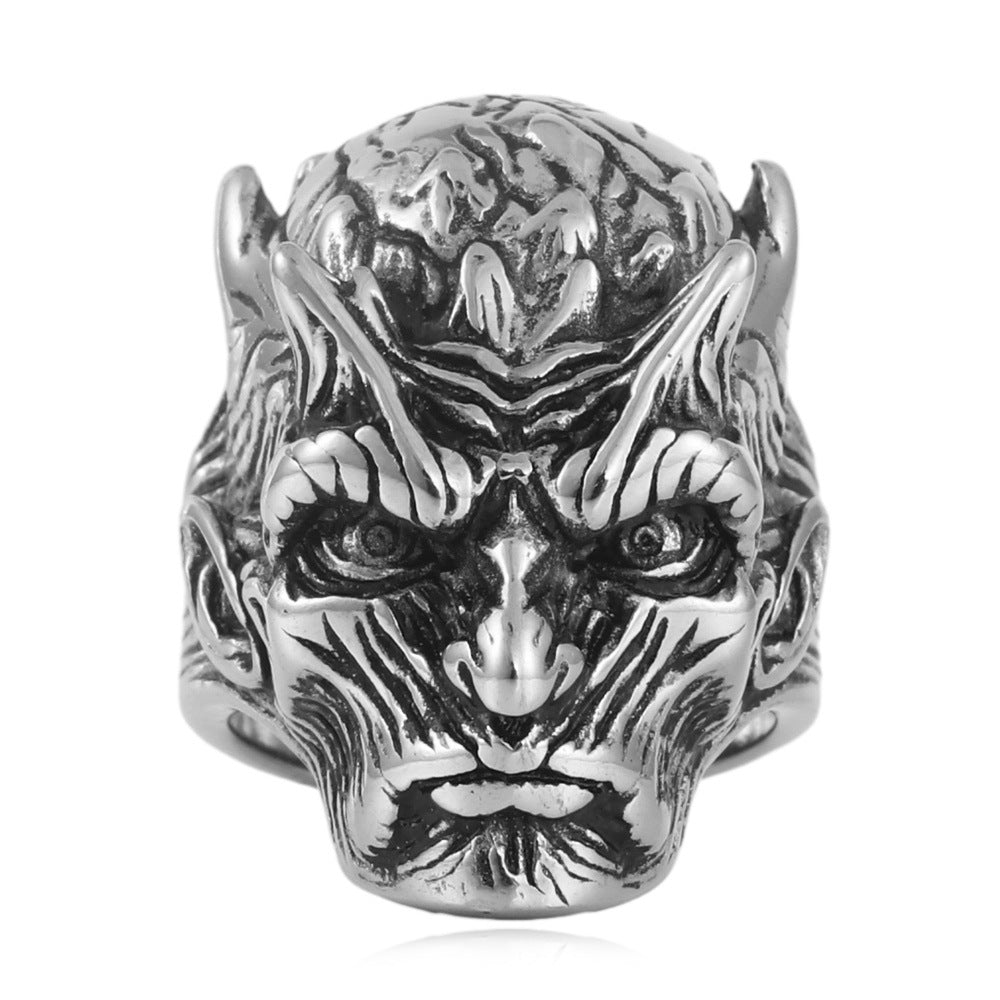 Trendy Titanium Steel Dragon Ring for Men - Punk Retro Stainless Steel Prince Portrait Design