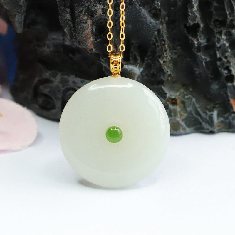 Ping An Buckle Jade Pendant Necklace with Sterling Silver - Fortune's Favor Collection