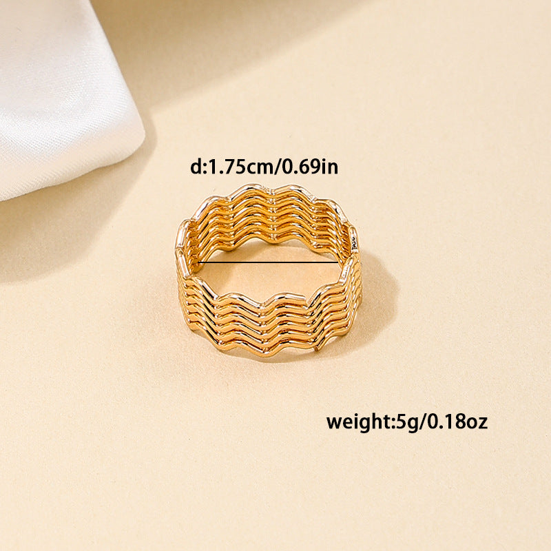 Instagram Street Style Wave Pattern Women's Ring - Elegant and Versatile Jewelry Choice