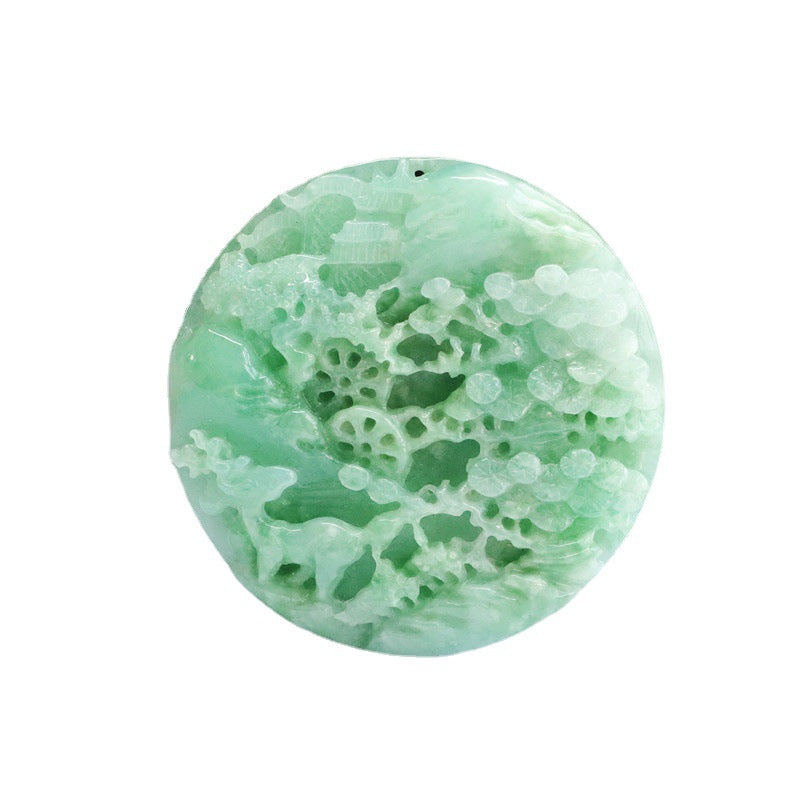 Green Jadeite Landscape Pendant - Fortune's Favor