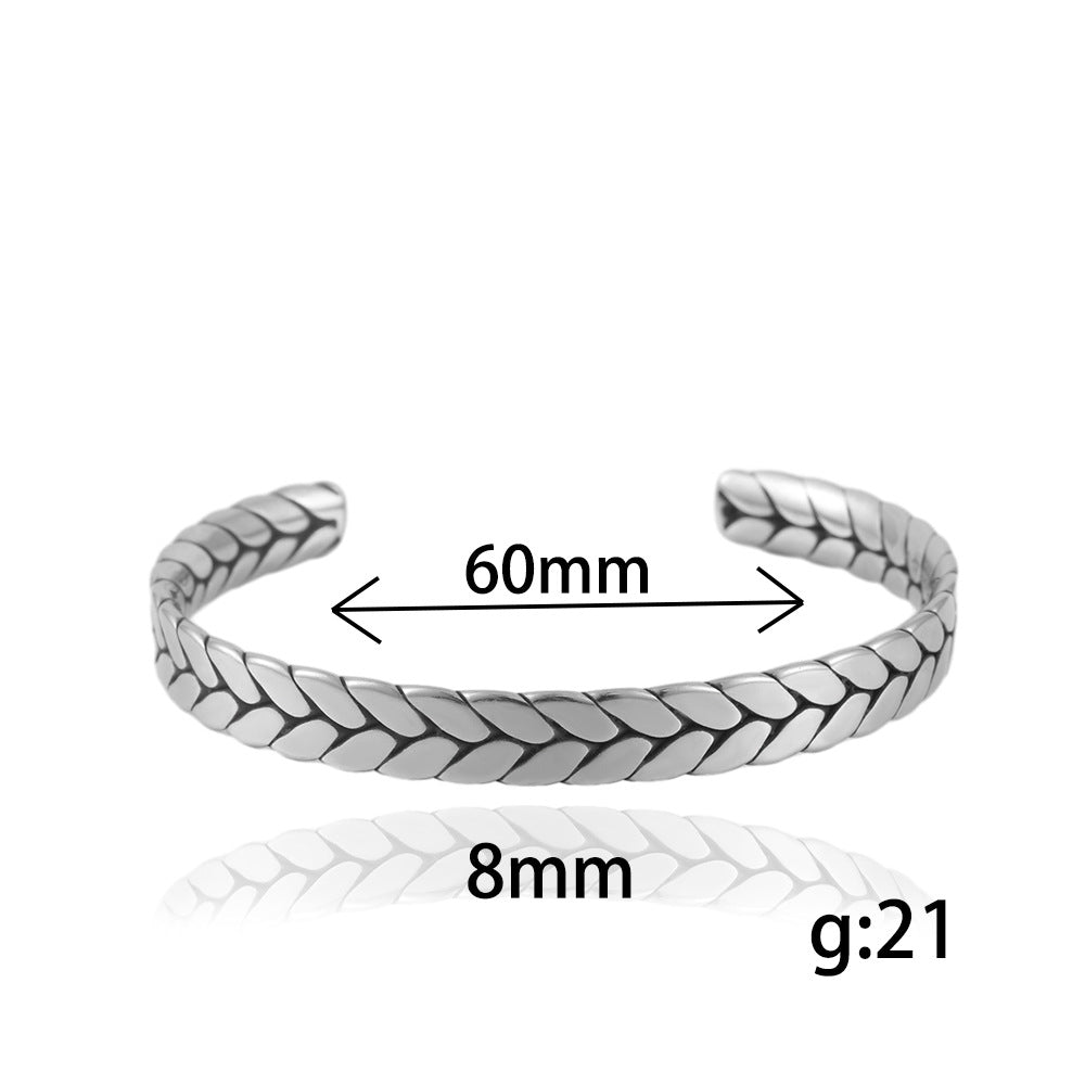 Titanium Steel Open Bracelet for Men - Trendy and Stylish Braid Design