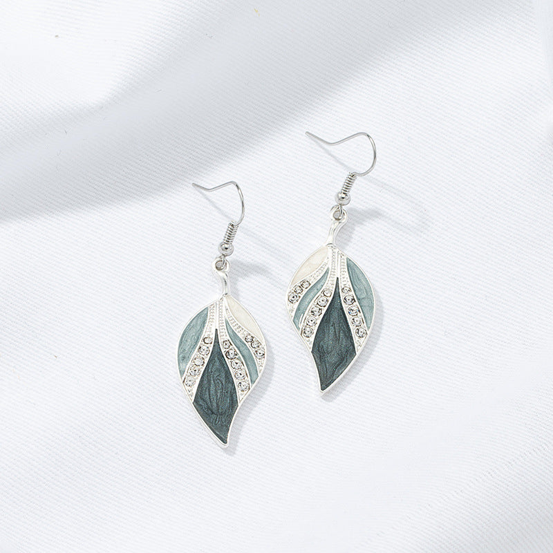 Exaggerated Glazed Leaf Earrings - Vienna Verve Collection