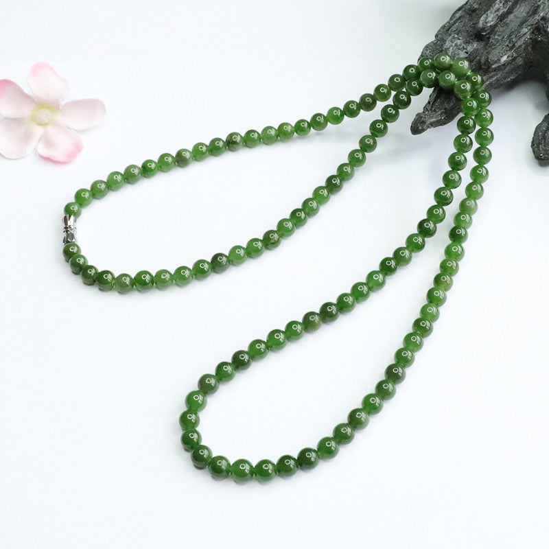 Natural Hetian Jade Necklace Jasper 108 Buddha Beads Jewelry