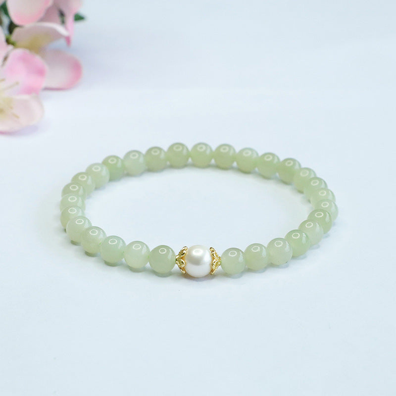 Fortune's Favor Sterling Silver Jade and Pearl Bracelet