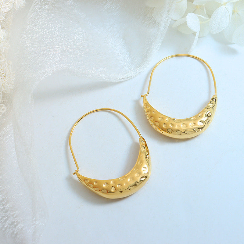 Golden Tide Ship Embossed Earrings by Planderful - Stylish Titanium Steel Ear Accessories