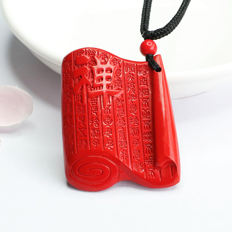 Red Cinnabar Heart Sutra Pendant