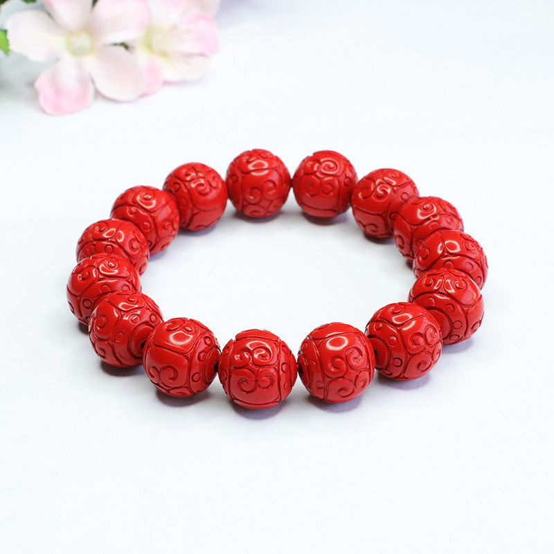 Red Sand Auspicious Cloudscape Cinnabar Bead Bracelet