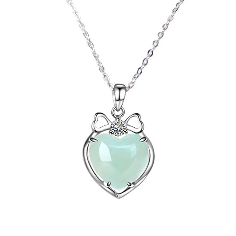 Jade Pendant Sterling Silver Love Necklace