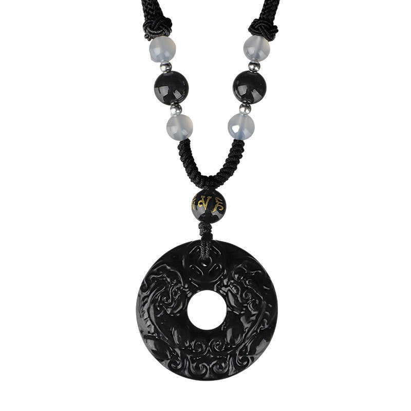 Agate Pixiu Pendant for Attracting Fortune and Peace - Unisex Retro Long Necklace Gift