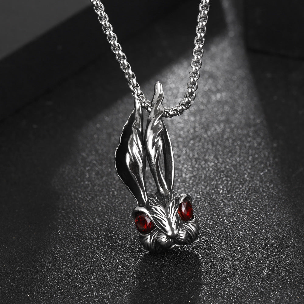 Retro Red-Eyed Bugs Titanium Steel Men's Pendant Necklace