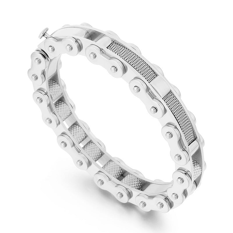 Trendy Men's Titanium Steel Bicycle Chain Bracelet - Niche Design Fashion Accessory for Hip-Hop Style