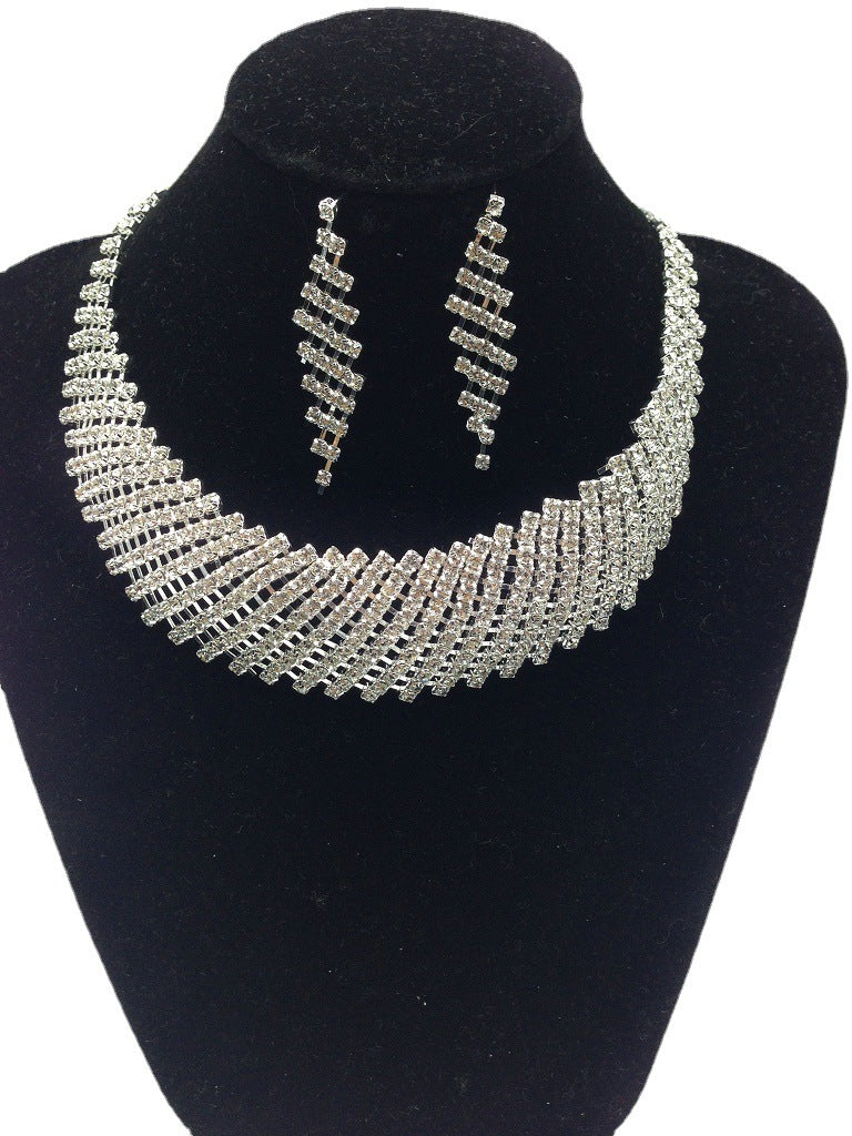 Sparkling Rhinestone Bridal Jewelry Set with Cross-border Design